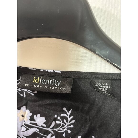 Vintage Y2K Identity By Lord & Taylor Floral V-Neck Silk Blend Top 8 Cap Sleeves - Picture 3 of 4